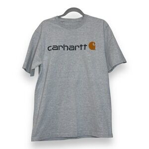 Carhartt Mens Logo T-shirt Heather Gray Logo Original Fit Size M